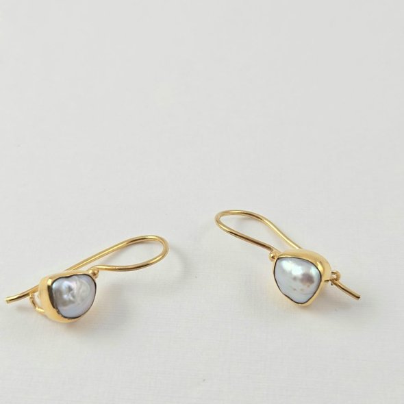 Σκουλαρίκια κρεμαστά με Μαργαριτάρι - ΚΙΤΡΙΝΟ, ΑΣΗΜΙ, ΜΑΡΓΑΡΙΤΑΡΙ, WHITE - 1