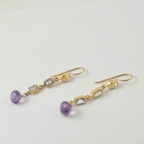 Σκουλαρίκια κρεμαστά με Οπάλιο & Τοπάζι - ΚΙΤΡΙΝΟ, ΑΣΗΜΙ, ΤΟΠΑΖΙ, YELLOW - 1