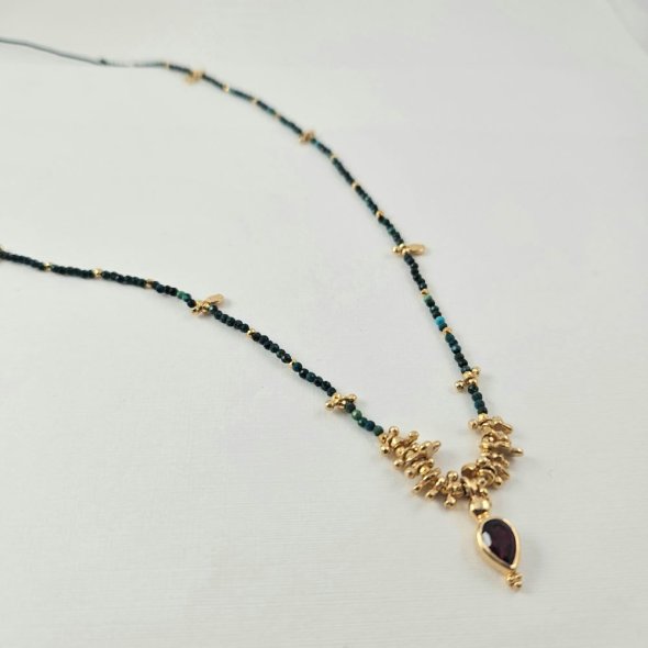 Κολιέ με Τουρμαλίνη & Χρυσόκολλα - ΚΙΤΡΙΝΟ, ΑΣΗΜΙ, ΤΟΥΡΜΑΛΙΝΗ, GREEN 