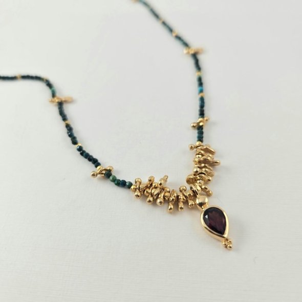 Κολιέ με Τουρμαλίνη & Χρυσόκολλα - ΚΙΤΡΙΝΟ, ΑΣΗΜΙ, ΤΟΥΡΜΑΛΙΝΗ, GREEN  - 1