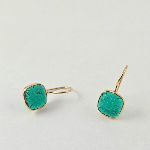 Σκουλαρίκια κρεμαστά με πράσινο Κουάρτζ - ΚΙΤΡΙΝΟ, ΑΣΗΜΙ, ΚΟΥΑΡΤΖ, GREEN  - 1