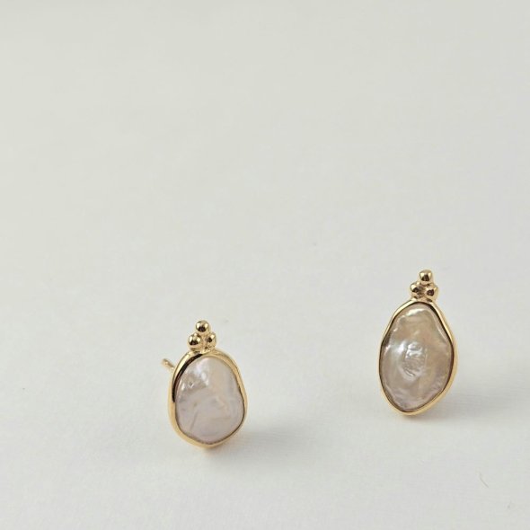 Σκουλαρίκια κολλητά με Μαργαριτάρι μπαρόκ - ΚΙΤΡΙΝΟ, ΑΣΗΜΙ, ΜΑΡΓΑΡΙΤΑΡΙ, WHITE