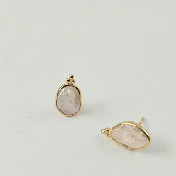 Σκουλαρίκια κολλητά με Μαργαριτάρι μπαρόκ - ΚΙΤΡΙΝΟ, ΑΣΗΜΙ, ΜΑΡΓΑΡΙΤΑΡΙ, WHITE - 1