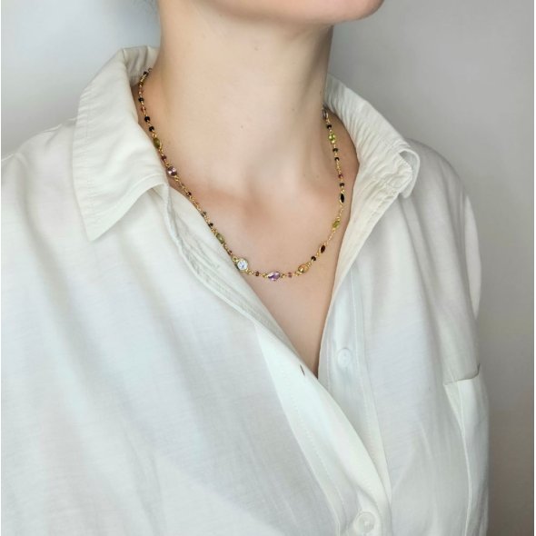 Κολιέ με πέτρες Τουρμαλίνη & Περίδοτο - ΚΙΤΡΙΝΟ, ΑΣΗΜΙ, ΤΟΥΡΜΑΛΙΝΗ, PINK - 3