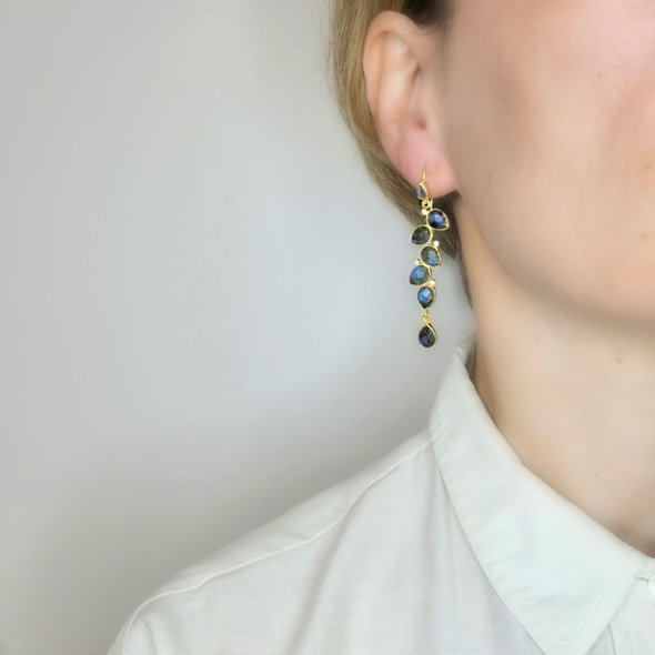 Σκουλαρίκια κρεμαστά με Λαμπραδορίτη & Ζιργκον - ΚΙΤΡΙΝΟ, ΑΣΗΜΙ, ΛΑΜΠΡΑΝΤΟΡΙΤΗΣ, GREY-BLUE, ΖΙΡΓΚΟΝ, WHITE - 2