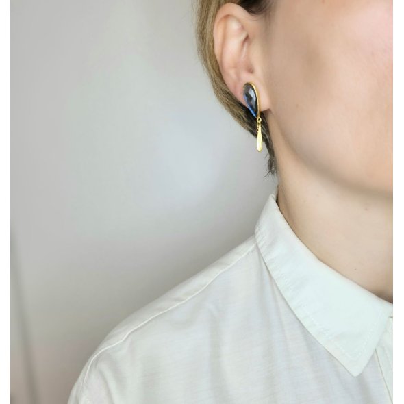 Σκουλαρίκια κρεμαστά με Λαμπραδορίτη & Τουρμαλίνη - ΚΙΤΡΙΝΟ, ΑΣΗΜΙ, ΛΑΜΠΡΑΝΤΟΡΙΤΗΣ, GREY, ΤΟΥΡΜΑΛΙΝΗ, PINK - 2