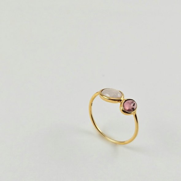 Δαχτυλίδι με Τουρμανίνη & Κουάρτζ - ΚΙΤΡΙΝΟ, ΑΣΗΜΙ, ΤΟΥΡΜΑΛΙΝΗ, PINK, ΚΟΥΑΡΤΖ, WHITE