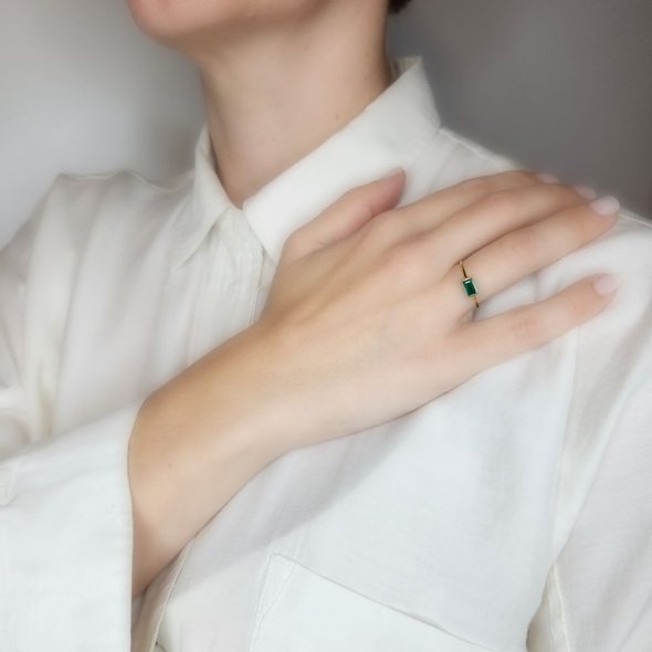 Δαχτυλίδι με πράσινο Όνυχα - ΚΙΤΡΙΝΟ, ΑΣΗΜΙ, ΟΝΥΧΑΣ, GREEN  - 2