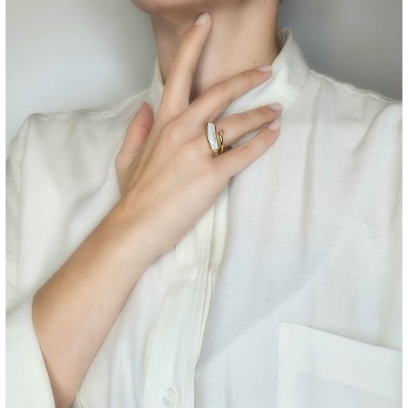 Δαχτυλίδι με μεγάλο Μαργαριτάρι & Τουρμαλίνη - ΚΙΤΡΙΝΟ, ΑΣΗΜΙ, ΜΑΡΓΑΡΙΤΑΡΙ, WHITE, ΤΟΥΡΜΑΛΙΝΗ, PINK - 2