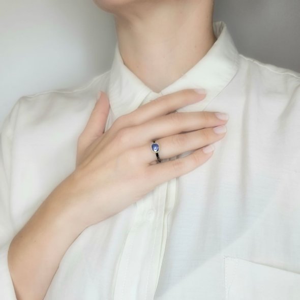 Δαχτυλίδι με Τανζανίτη - ΚΙΤΡΙΝΟ-ΜΑΥΡΟ, ΑΣΗΜΙ, ΤΑΝΖΑΝΙΤΗΣ, GREY-BLUE - 2