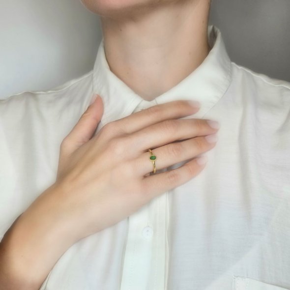 Δαχτυλίδι με Τσαβορίτη - ΚΙΤΡΙΝΟ, ΑΣΗΜΙ, ΤΣΑΒΟΡΙΤΗΣ, GREEN  - 2