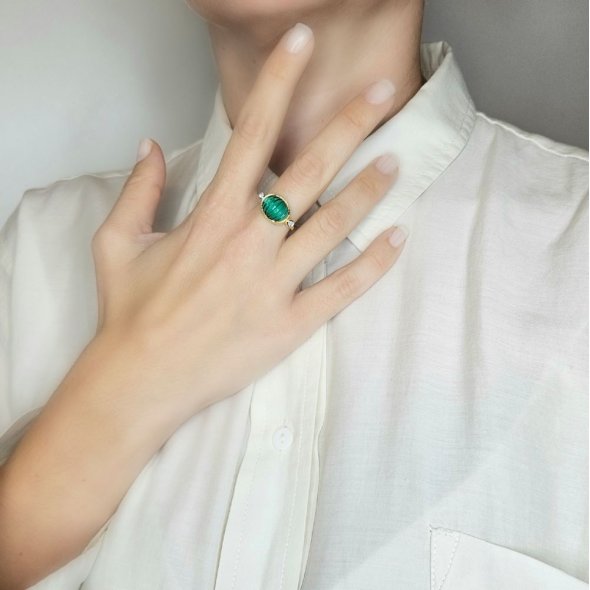 Δαχτυλίδι με Κουάρτζ & Ζιργκον - ΚΙΤΡΙΝΟ, ΑΣΗΜΙ, ΚΟΥΑΡΤΖ, GREEN , ΖΙΡΓΚΟΝ, WHITE - 2