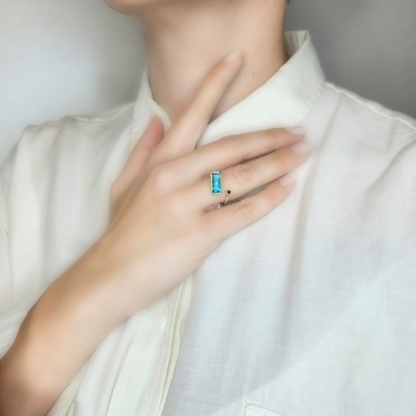 Δαχτυλίδι με Τιρκουάζ & Κούπερ - ΚΙΤΡΙΝΟ-ΛΕΥΚΟ, ΑΣΗΜΙ, ΤΙΡΚΟΥΑΖ, TURQUOISE, ΚΟΥΑΡΤΖ, PINK - 2