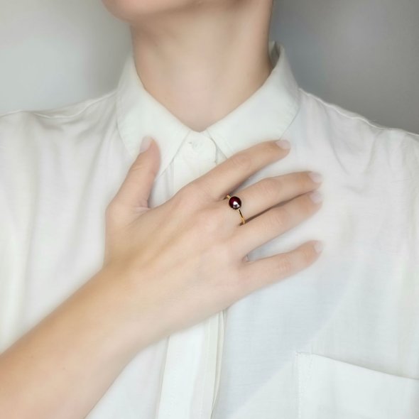 Δαχτυλίδι με Γρανάδα - ΚΙΤΡΙΝΟ, ΑΣΗΜΙ, ΓΡΑΝΑΔΑ, RUBY - 1