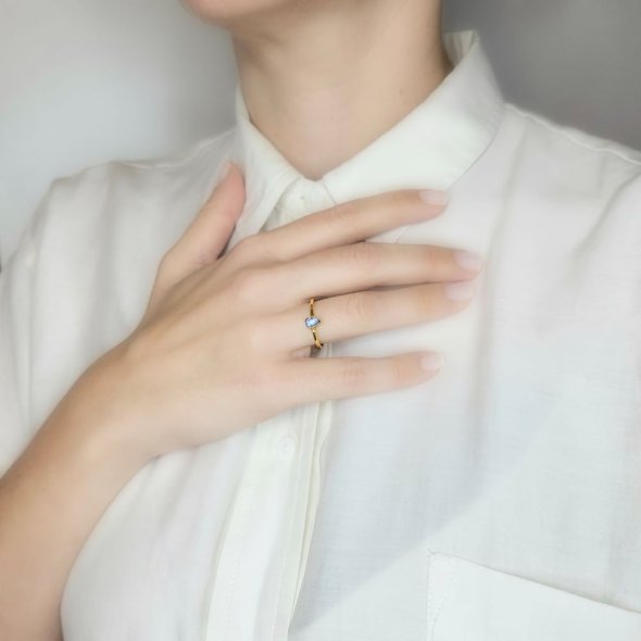 Δαχτυλίδι με Τανζανίτη - ΚΙΤΡΙΝΟ, ΑΣΗΜΙ, ΤΑΝΖΑΝΙΤΗΣ, LIGHT BLUE - 2