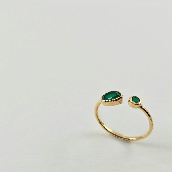 Δαχτυλίδι με πράσινο Όνυχα - ΚΙΤΡΙΝΟ, ΑΣΗΜΙ, ΟΝΥΧΑΣ, GREEN 