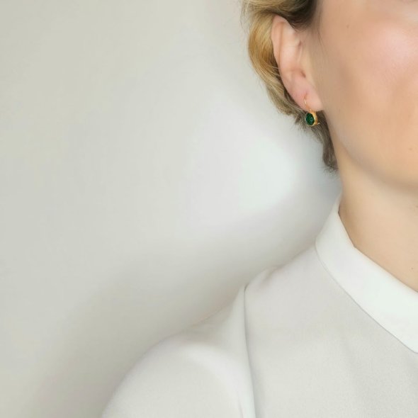 Σκουλαρίκια κρεμαστά με πράσινο Όνυχα - ΚΙΤΡΙΝΟ, ΑΣΗΜΙ, ΟΝΥΧΑΣ, GREEN  - 2