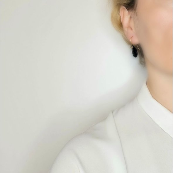 Σκουλαρίκια κρεμαστά με μαύρο Όνυχα - ΚΙΤΡΙΝΟ, ΑΣΗΜΙ, ΟΝΥΧΑΣ, BLACK - 2