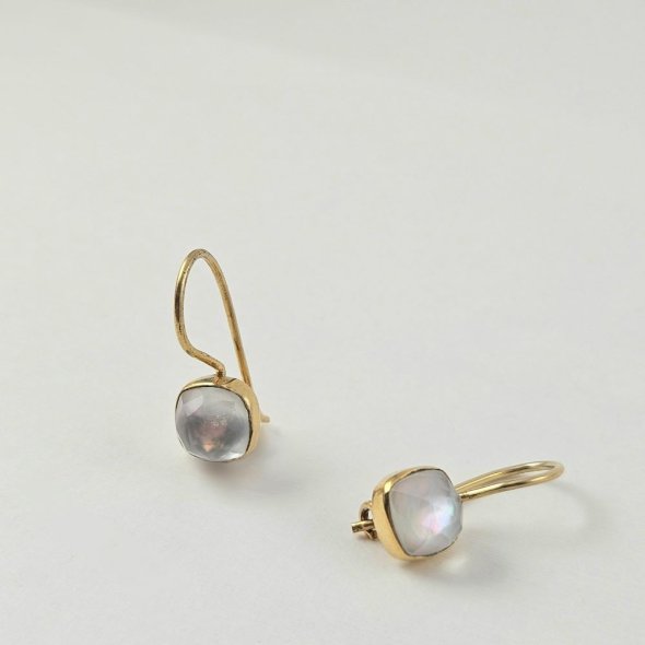 Σκουλαρίκια κρεμαστά με Φίλντισι - ΚΙΤΡΙΝΟ, ΑΣΗΜΙ, MOTHER OF PEARL, WHITE