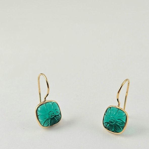 Σκουλαρίκια κρεμαστά με πράσινο Κουάρτζ - ΚΙΤΡΙΝΟ, ΑΣΗΜΙ, ΚΟΥΑΡΤΖ, GREEN 