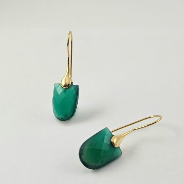 Σκουλαρίκια κρεμαστά με πράσινο Όνυχα - ΚΙΤΡΙΝΟ, ΑΣΗΜΙ, ΟΝΥΧΑΣ, GREEN 