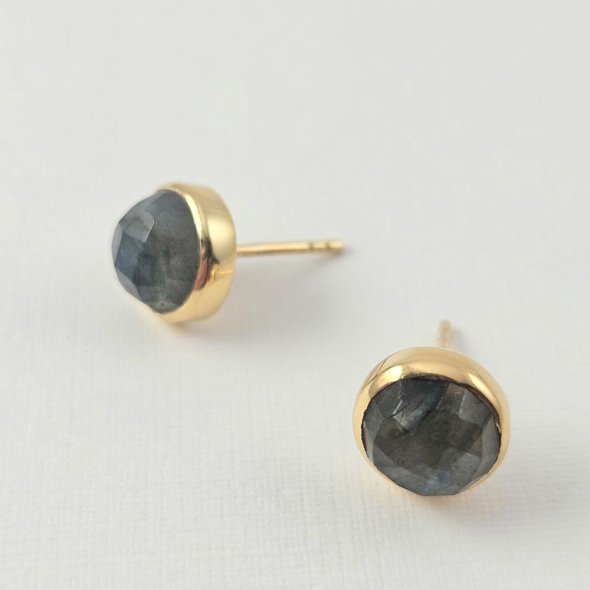 Σκουλαρίκια κολλητά με Λαμπραδορίτη - ΚΙΤΡΙΝΟ, ΑΣΗΜΙ, ΛΑΜΠΡΑΝΤΟΡΙΤΗΣ, GREY