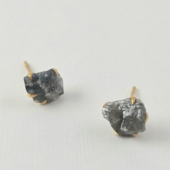 Σκουλαρίκια κολλητά με Λαμπραδορίτη - ΚΙΤΡΙΝΟ, ΑΣΗΜΙ, ΛΑΜΠΡΑΝΤΟΡΙΤΗΣ, GREY - 1