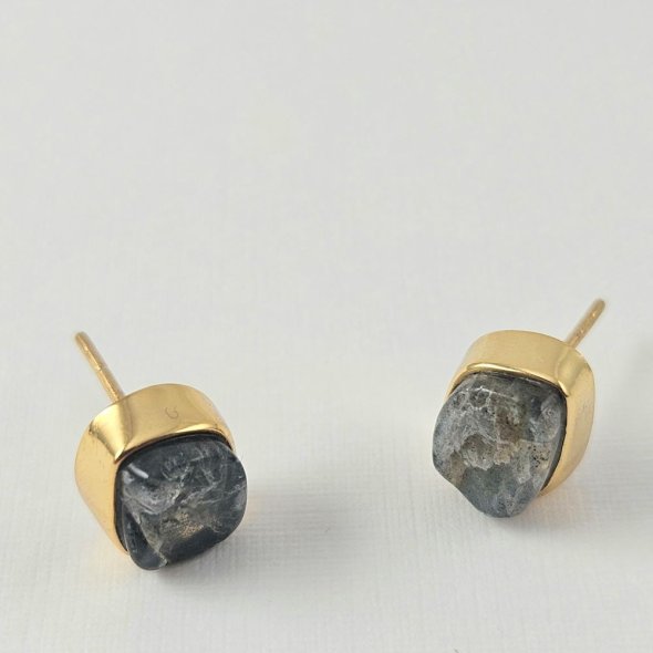 Σκουλαρίκια κολλητά με Λαμπραδορίτη - ΚΙΤΡΙΝΟ, ΑΣΗΜΙ, ΛΑΜΠΡΑΝΤΟΡΙΤΗΣ, GREY - 1