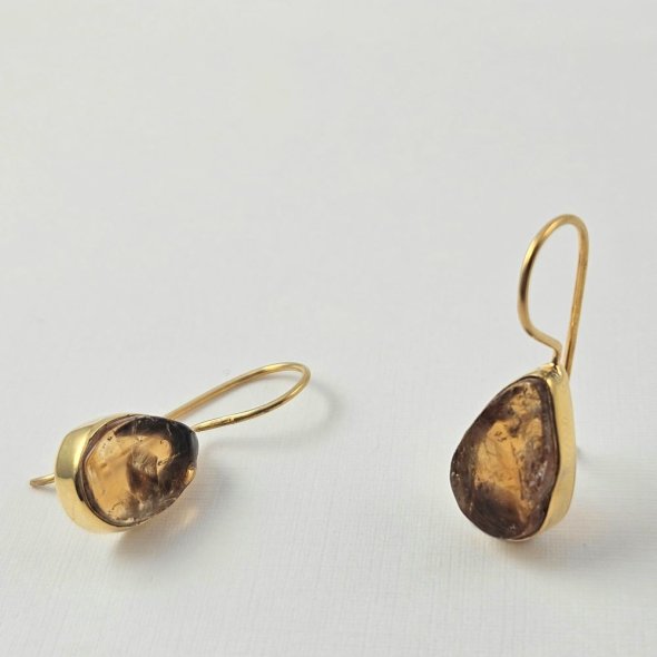 Σκουλαρίκια κρεμαστά με Σιτρίν - ΚΙΤΡΙΝΟ, ΑΣΗΜΙ, ΣΙΤΡΙΝ, HONEY - 1