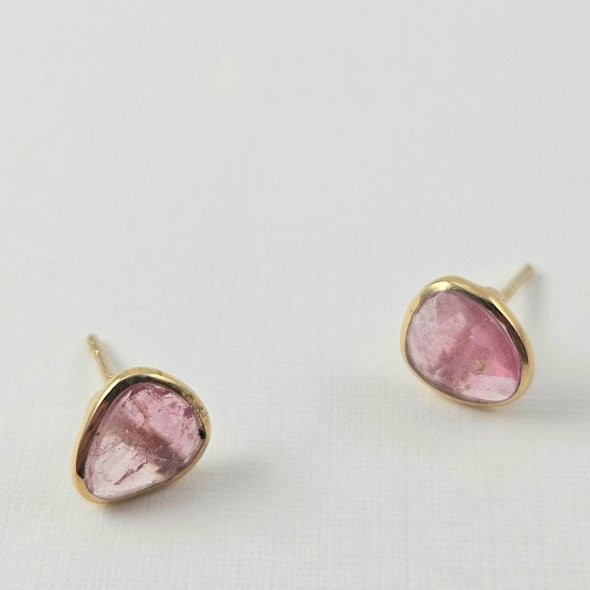Σκουλαρίκια κολλητά με Τουρμαλίνη - ΚΙΤΡΙΝΟ, ΑΣΗΜΙ, ΤΟΥΡΜΑΛΙΝΗ, PINK