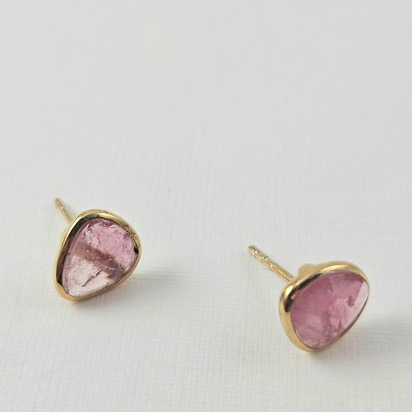 Σκουλαρίκια κολλητά με Τουρμαλίνη - ΚΙΤΡΙΝΟ, ΑΣΗΜΙ, ΤΟΥΡΜΑΛΙΝΗ, PINK - 1