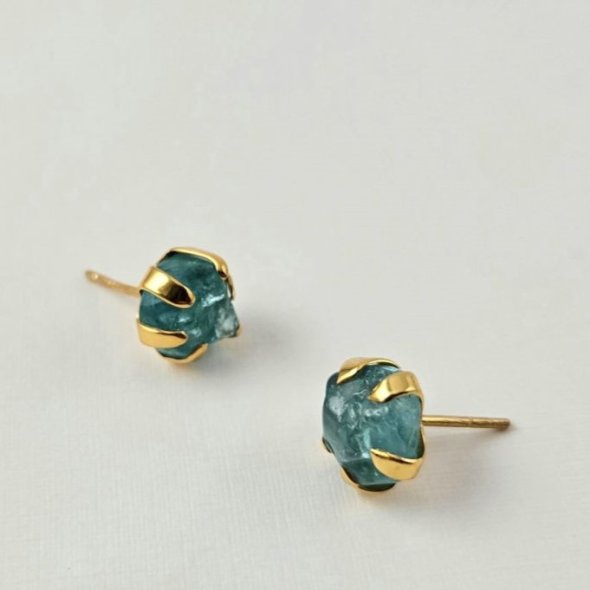 Σκουλαρίκια κρεμαστά με Απατίτη - ΚΙΤΡΙΝΟ, ΑΣΗΜΙ, ΑΠΑΤΙΤΗΣ, AQUA - 1