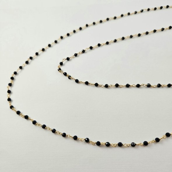 Κολιέ ροζάριο με μαύρο Όνυχα - ΚΙΤΡΙΝΟ, ΑΣΗΜΙ, ΟΝΥΧΑΣ, BLACK