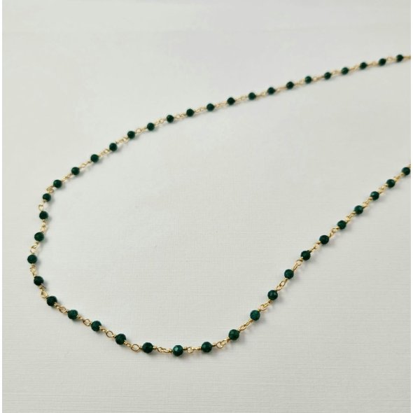 Κολιέ ροζάριο με πράσινο Όνυχα - ΚΙΤΡΙΝΟ, ΑΣΗΜΙ, ΟΝΥΧΑΣ, GREEN  - 1