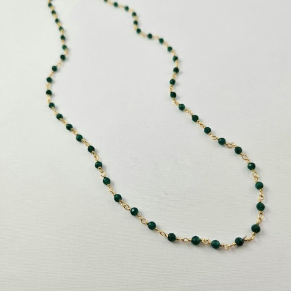 Κολιέ ροζάριο με πράσινο Όνυχα - ΚΙΤΡΙΝΟ, ΑΣΗΜΙ, ΟΝΥΧΑΣ, GREEN 