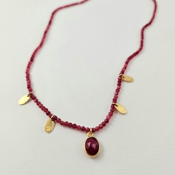 Κολιέ με Ρουμπίνια - ΚΙΤΡΙΝΟ, ΑΣΗΜΙ, ΡΟΥΜΠΙΝΙ, RUBY - 1