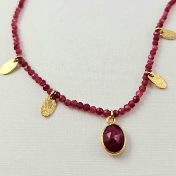 Κολιέ με Ρουμπίνια - ΚΙΤΡΙΝΟ, ΑΣΗΜΙ, ΡΟΥΜΠΙΝΙ, RUBY - 1