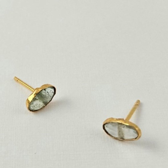 Σκουλαρίκια κολλητά με Τουρμαλίνη - ΚΙΤΡΙΝΟ, ΑΣΗΜΙ, ΤΟΥΡΜΑΛΙΝΗ, WHITE