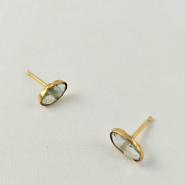 Σκουλαρίκια κολλητά με Τουρμαλίνη - ΚΙΤΡΙΝΟ, ΑΣΗΜΙ, ΤΟΥΡΜΑΛΙΝΗ, WHITE - 1