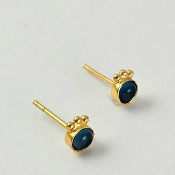 Σκουλαρίκια κολλητά με Απατίτη - ΚΙΤΡΙΝΟ, ΑΣΗΜΙ, ΑΠΑΤΙΤΗΣ, GREEN  - 1