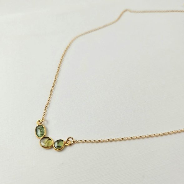 Κολιέ αλυσίδα με μενταγιόν με Τουρμαλίνη - ΚΙΤΡΙΝΟ, ΑΣΗΜΙ, ΤΟΥΡΜΑΛΙΝΗ, GREEN  - 1