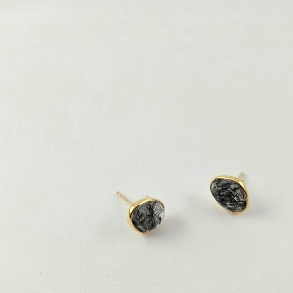 Σκουλαρίκια κολλητά με Ρουτίλιο - ΚΙΤΡΙΝΟ, ΑΣΗΜΙ, ΡΟΥΤΙΛΙΟ, GREY