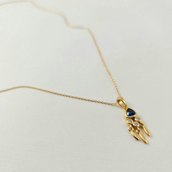 Κολιέ αλυσίδα με London Topaz & Ζιργκον - ΚΙΤΡΙΝΟ, ΑΣΗΜΙ, ΤΟΠΑΖΙ, BLUE, ΖΙΡΓΚΟΝ, WHITE - 1