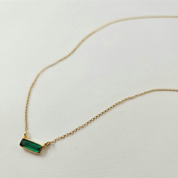 Κολιέ αλυσίδα με Τουρμαλίνη - ΚΙΤΡΙΝΟ, ΑΣΗΜΙ, ΤΟΥΡΜΑΛΙΝΗ, GREEN  - 1