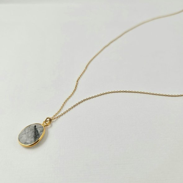 Κολιέ αλυσίδα με μενταγιόν με Ρουτίλιο - ΚΙΤΡΙΝΟ, ΑΣΗΜΙ, ΡΟΥΤΙΛΙΟ, GREY