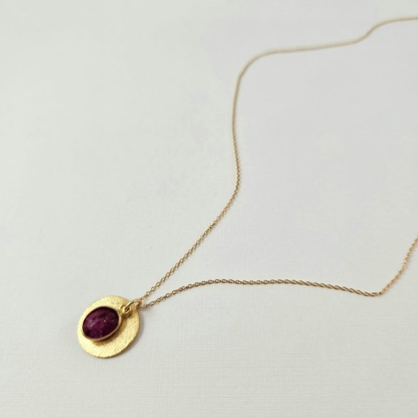 Κολιέ αλυσίδα με μενταγιόν με Ρουμπίνι - ΚΙΤΡΙΝΟ, ΑΣΗΜΙ, ΡΟΥΜΠΙΝΙ, RUBY