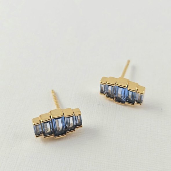 Σκουλαρίκια κολλητά με London Topaz - ΚΙΤΡΙΝΟ, ΑΣΗΜΙ, ΤΟΠΑΖΙ, BLUE