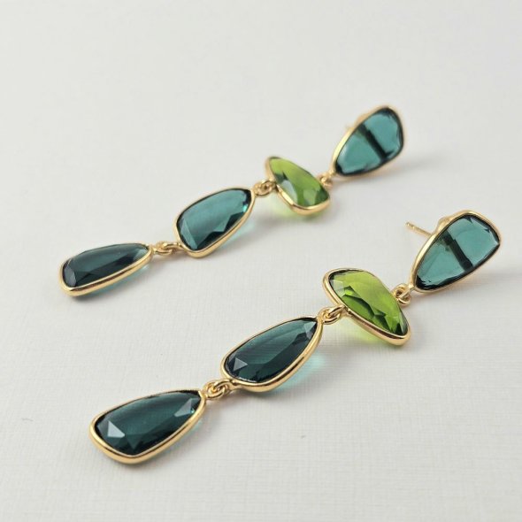 Σκουλαρίκια κρεμαστά με Τουρμαλίνη & Περίδοτο - ΚΙΤΡΙΝΟ, ΑΣΗΜΙ, PERIDOT, GREEN , ΤΟΥΡΜΑΛΙΝΗ, GREEN 