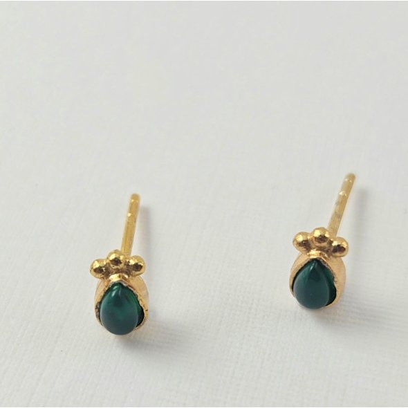 Σκουλαρίκια κολλητά με Τουρμαλίνη - ΚΙΤΡΙΝΟ, ΑΣΗΜΙ, ΤΟΥΡΜΑΛΙΝΗ, GREEN  - 1