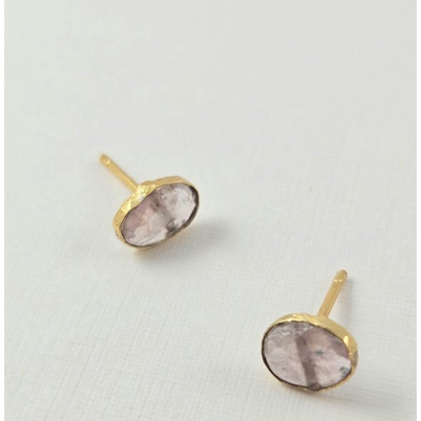 Σκουλαρίκια κολλητά με Τουρμαλίνη - ΚΙΤΡΙΝΟ, ΑΣΗΜΙ, ΤΟΥΡΜΑΛΙΝΗ, PINK - 1